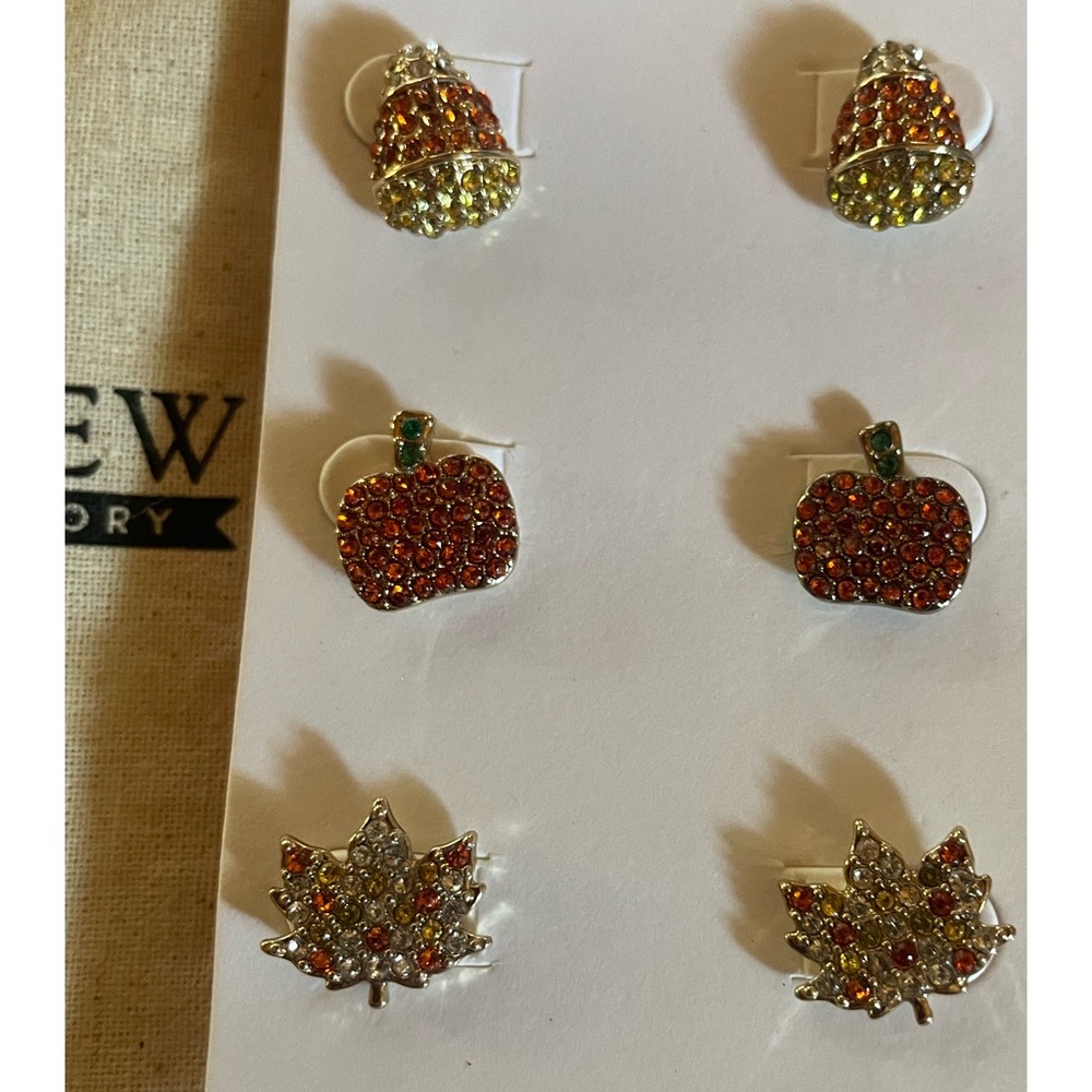J. CREW Pave Crystal Fall Studs Trio